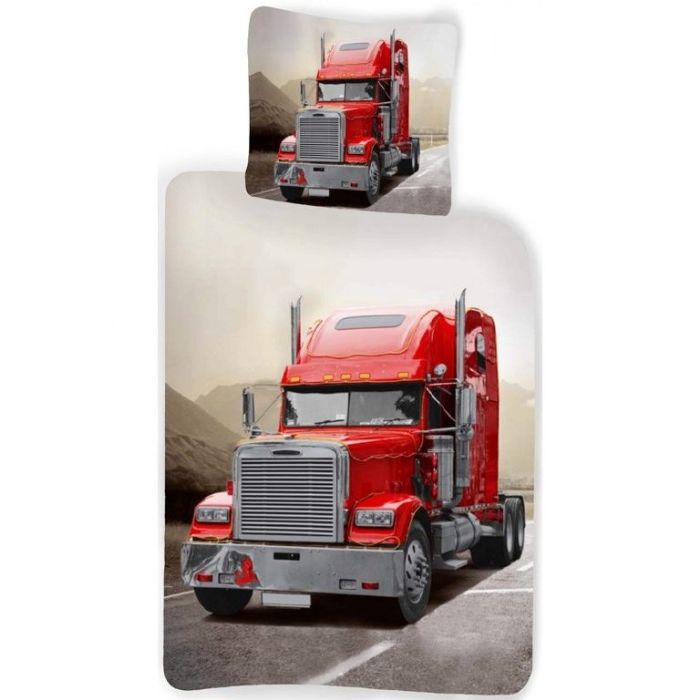 Billede af Junior sengetøj 100x140 cm - Lastbil - 100% bomulds sengesæt